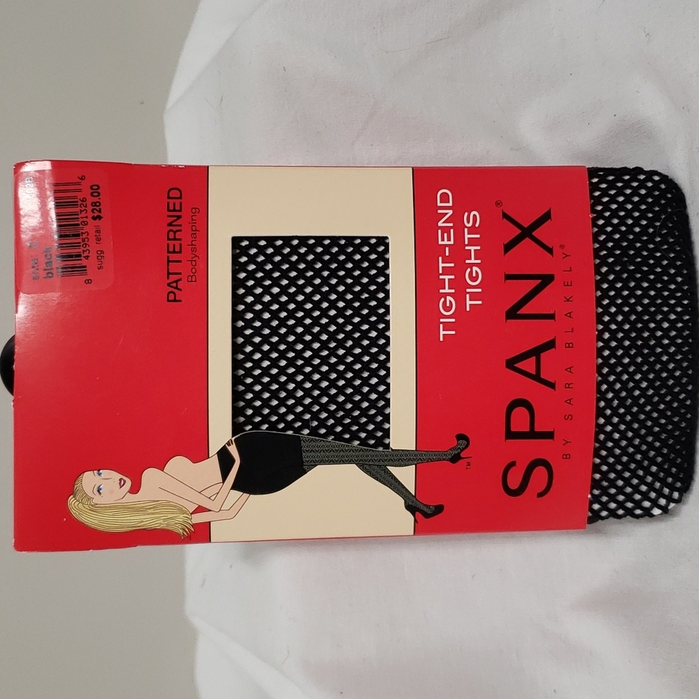 SPANX size C Black Patterned Tights NEW